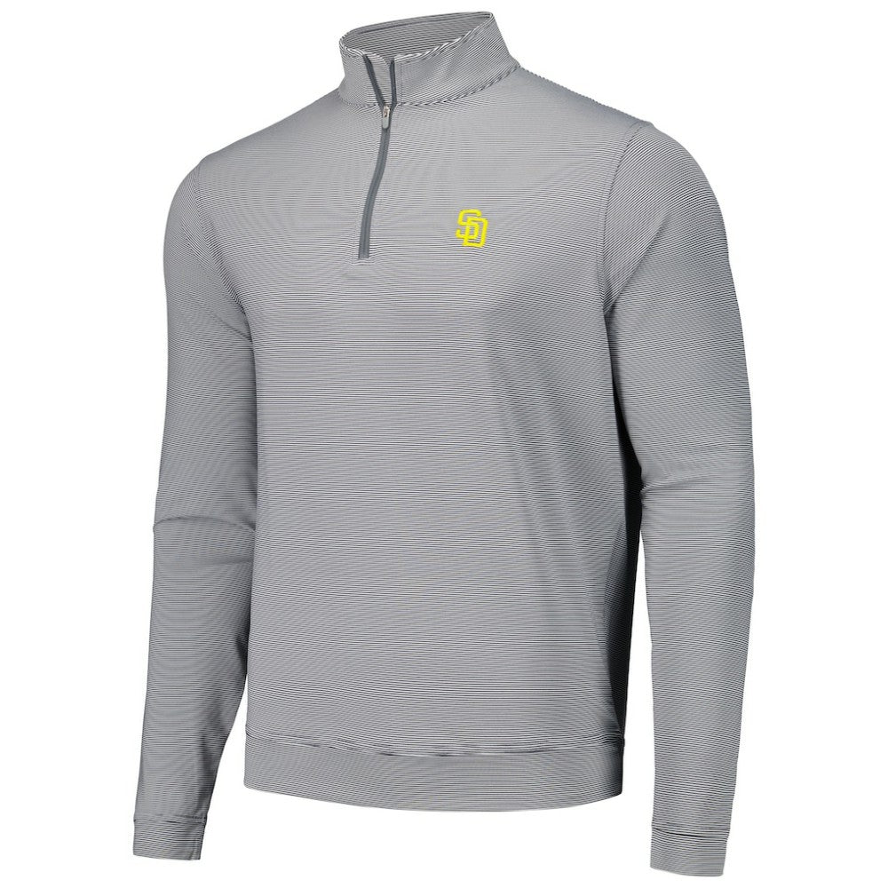 San Diego Padres Peter Millar Perth Sugar Stripe Performance Quarter-Zip Top - MLB Tops
