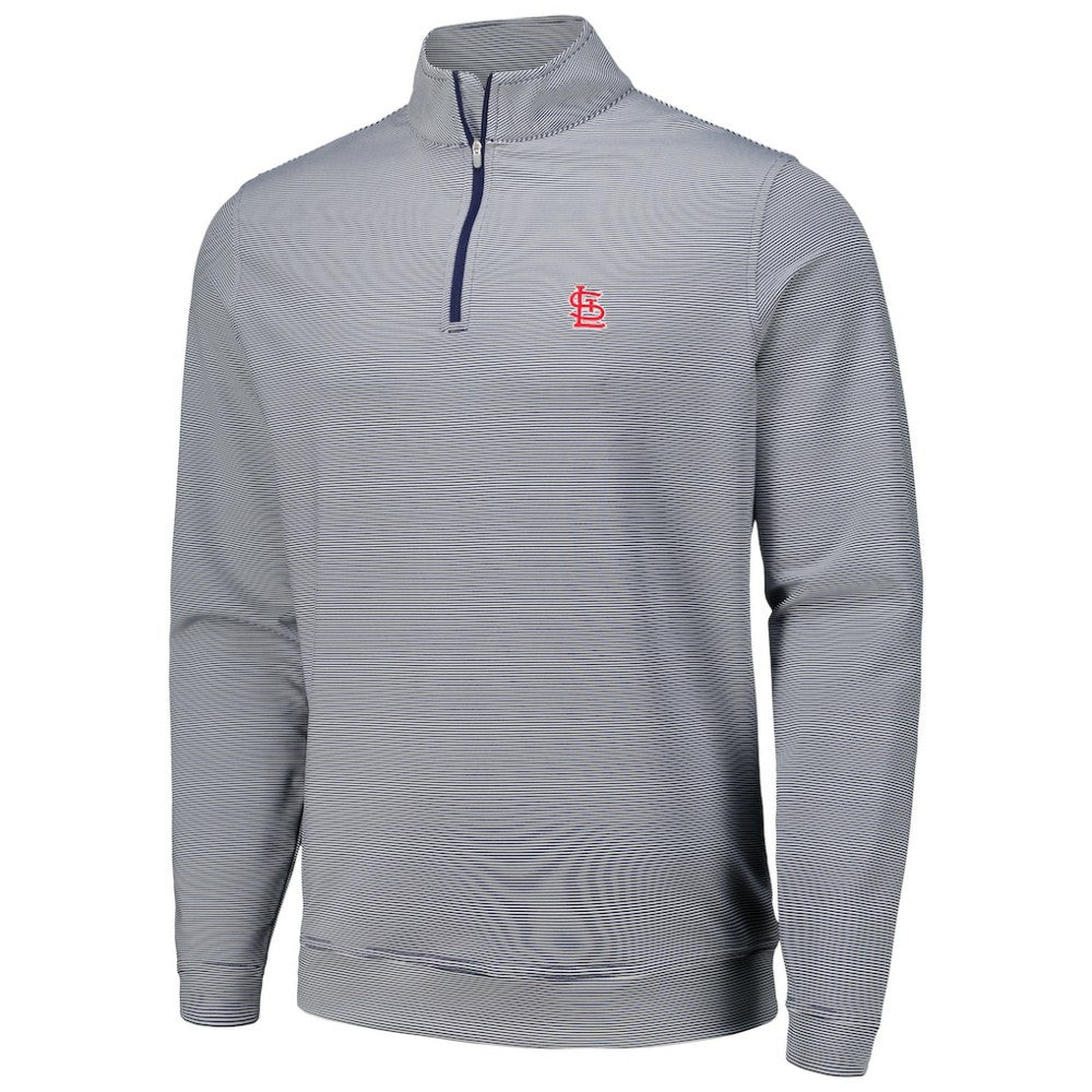 St. Louis Cardinals Peter Millar Perth Sugar Stripe Performance Quarter-Zip Top - MLB Tops