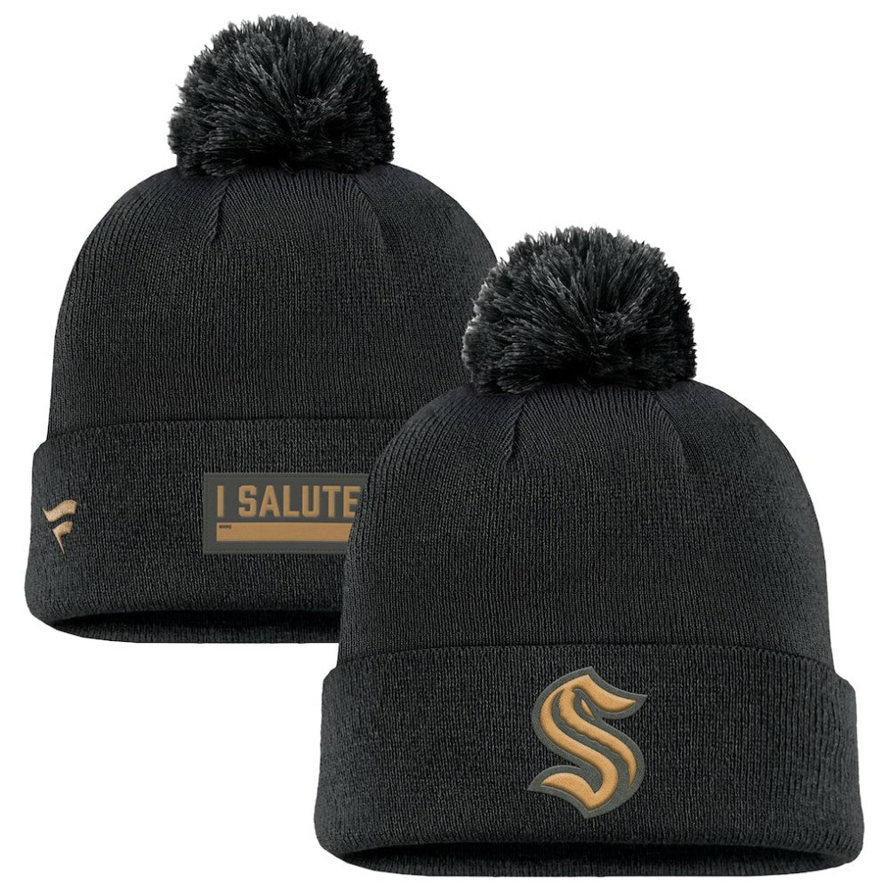 Seattle Kraken Fanatics Military Appreciation Cuffed Knit Hat with Pom -  NHL Hats