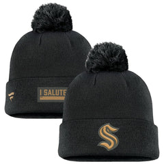 Seattle Kraken Fanatics Military Appreciation Cuffed Knit Hat with Pom -  NHL Hats