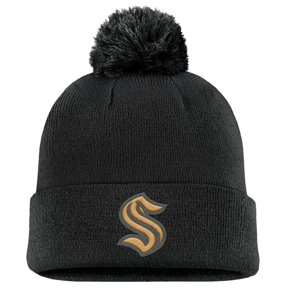 Seattle Kraken Fanatics Military Appreciation Cuffed Knit Hat with Pom -  NHL Hats