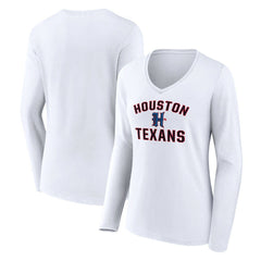Houston Texans Women's Secondary Logo Victory Arch Long Sleeve V-Neck T-Shirt | NFL Outlet