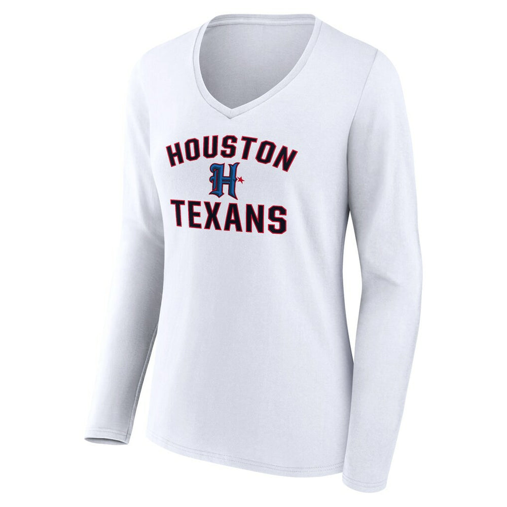 Houston Texans Women's Secondary Logo Victory Arch Long Sleeve V-Neck T-Shirt | NFL Outlet
