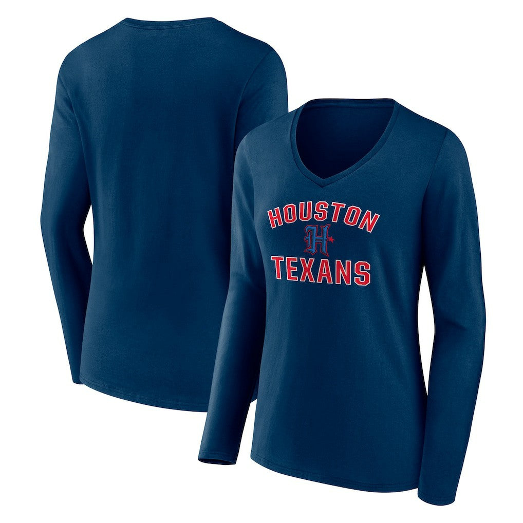 Houston Texans Women's Secondary Logo Victory Arch Long Sleeve V-Neck T-Shirt | NFL On sale