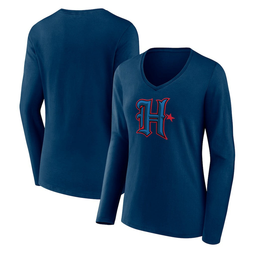 Houston Texans Women's Secondary Logo Long Sleeve V-Neck T-Shirt | NFL Sale