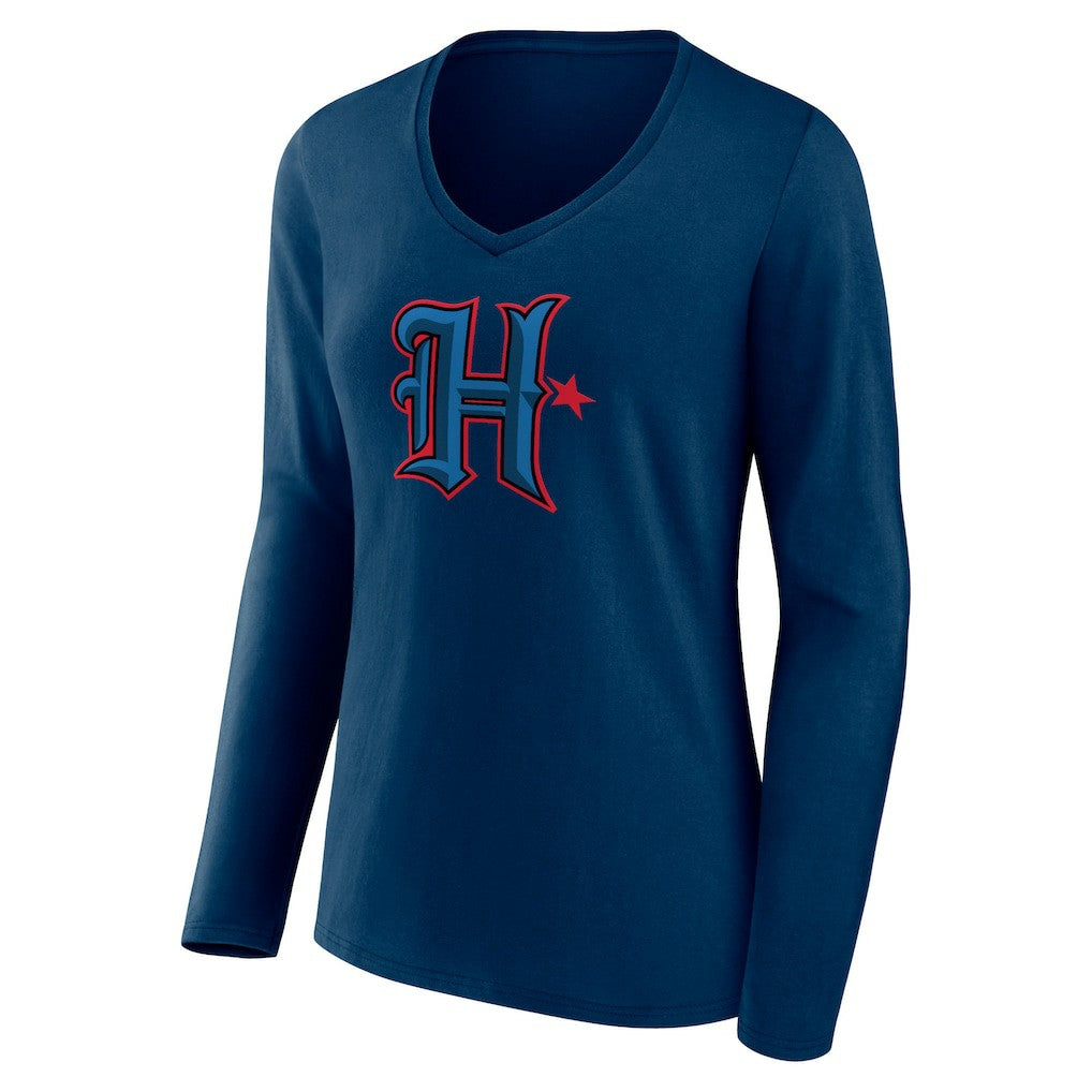 Houston Texans Women's Secondary Logo Long Sleeve V-Neck T-Shirt | NFL Sale