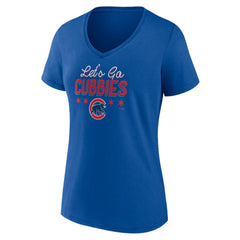 Chicago Cubs Women's Let's Go Cubbies V-Neck T-Shirt - MLB T-shirts