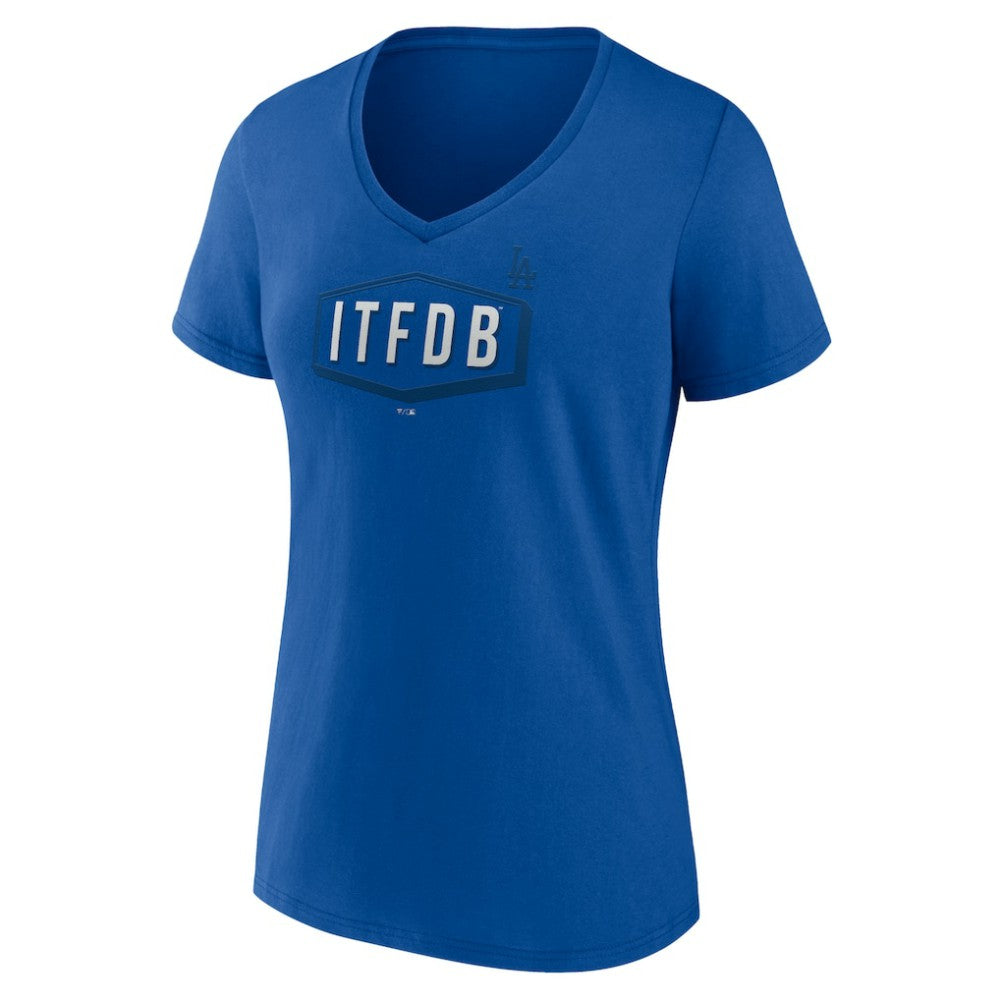 Los Angeles Dodgers Women's ITFDB V-Neck T-Shirt - MLB T-shirts