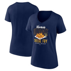Milwaukee Brewers Women's Cheese Fry V-Neck T-Shirt - MLB T-shirts