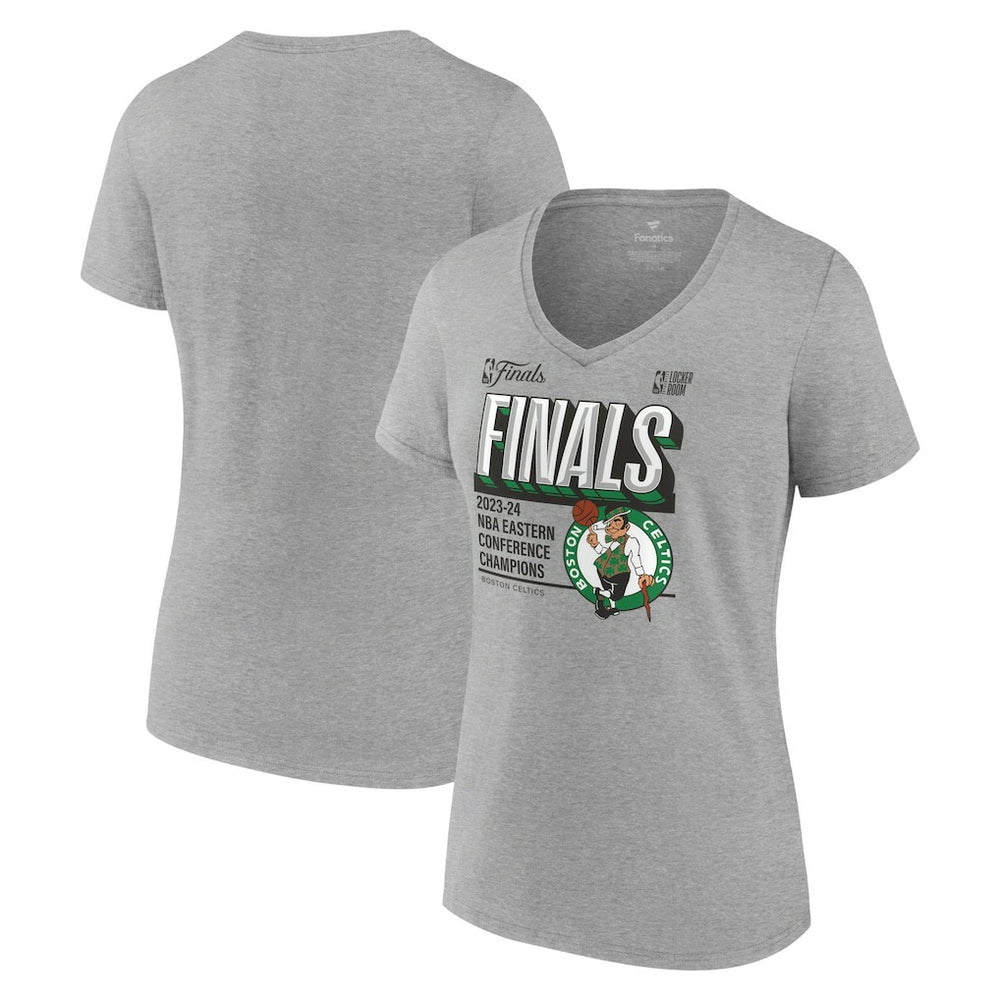 Steel Boston Celtics Women's 2024 Eastern Conference Champions Locker Room Post Up Move V-Neck T-Shirt | NBA
