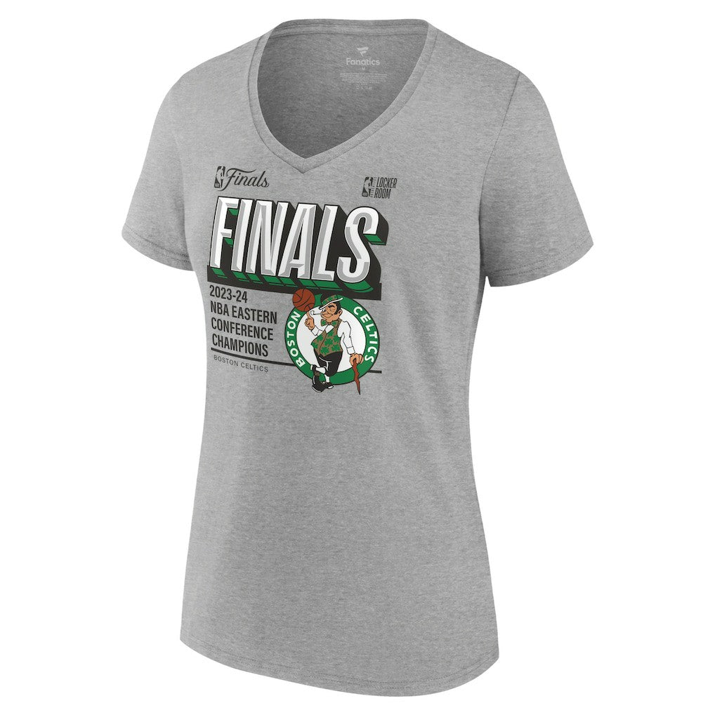 Steel Boston Celtics Women's 2024 Eastern Conference Champions Locker Room Post Up Move V-Neck T-Shirt | NBA