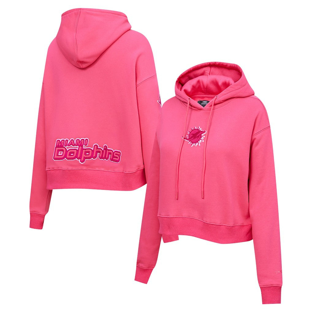 Miami Dolphins Pro Standard Women's Triple Pink Cropped Fleece Pullover Hoodie | NFL Online
