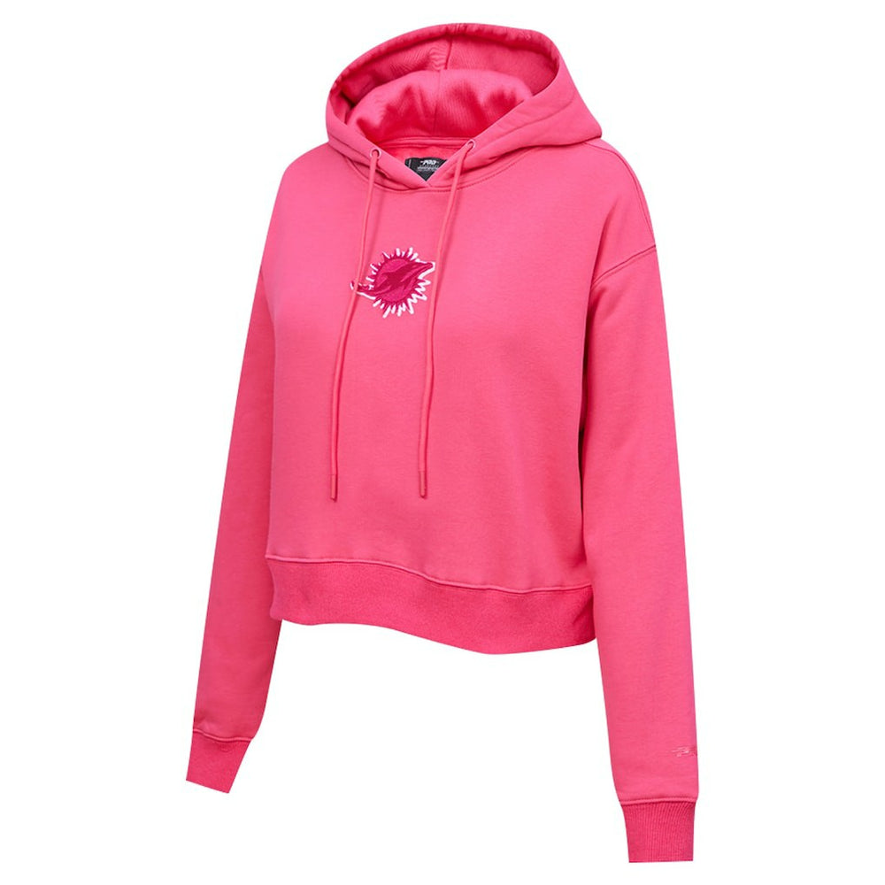 Miami Dolphins Pro Standard Women's Triple Pink Cropped Fleece Pullover Hoodie | NFL Online
