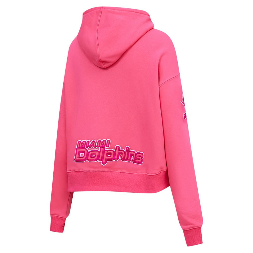 Miami Dolphins Pro Standard Women's Triple Pink Cropped Fleece Pullover Hoodie | NFL Online