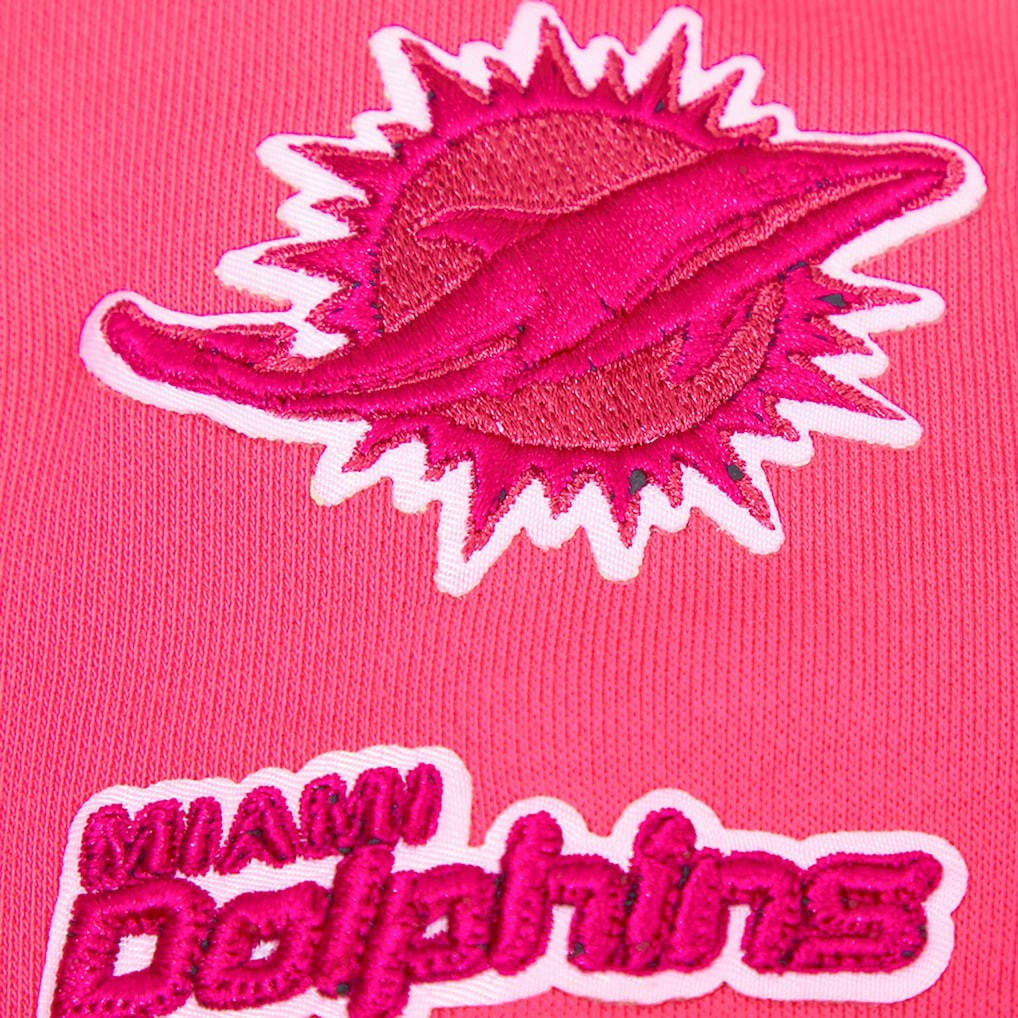 Miami Dolphins Pro Standard Women's Triple Pink Cropped Fleece Pullover Hoodie | NFL Online