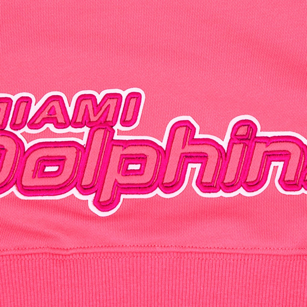 Miami Dolphins Pro Standard Women's Triple Pink Cropped Fleece Pullover Hoodie | NFL Online