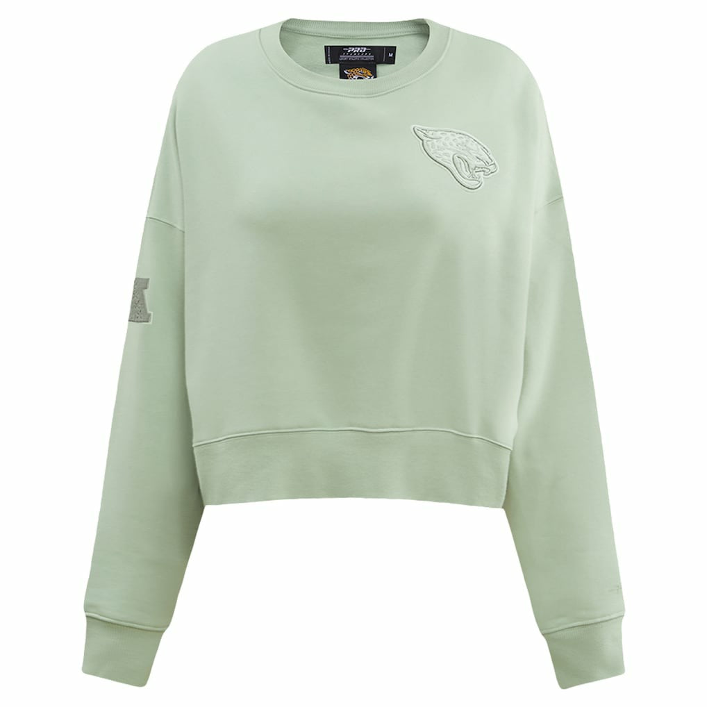 Jacksonville Jaguars Pro Standard Women's Oversized Cropped Neutral Pullover Sweatshirt | NFL On sale