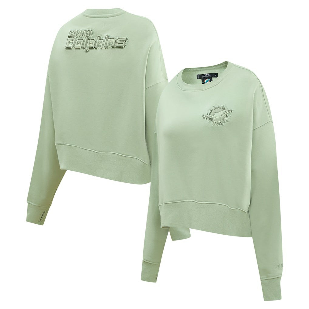 Miami Dolphins Pro Standard Women's Oversized Cropped Neutral Pullover Sweatshirt | NFL Outlet
