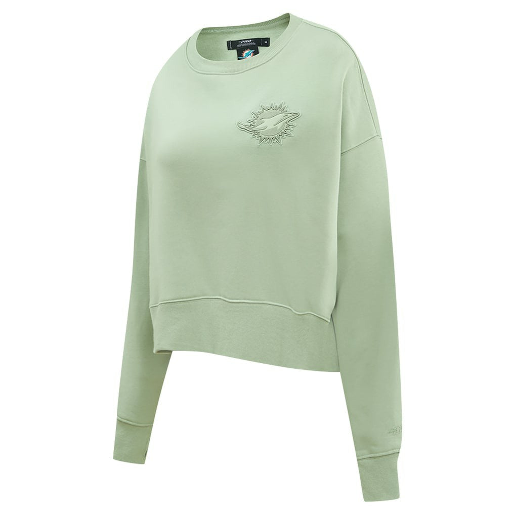 Miami Dolphins Pro Standard Women's Oversized Cropped Neutral Pullover Sweatshirt | NFL Outlet