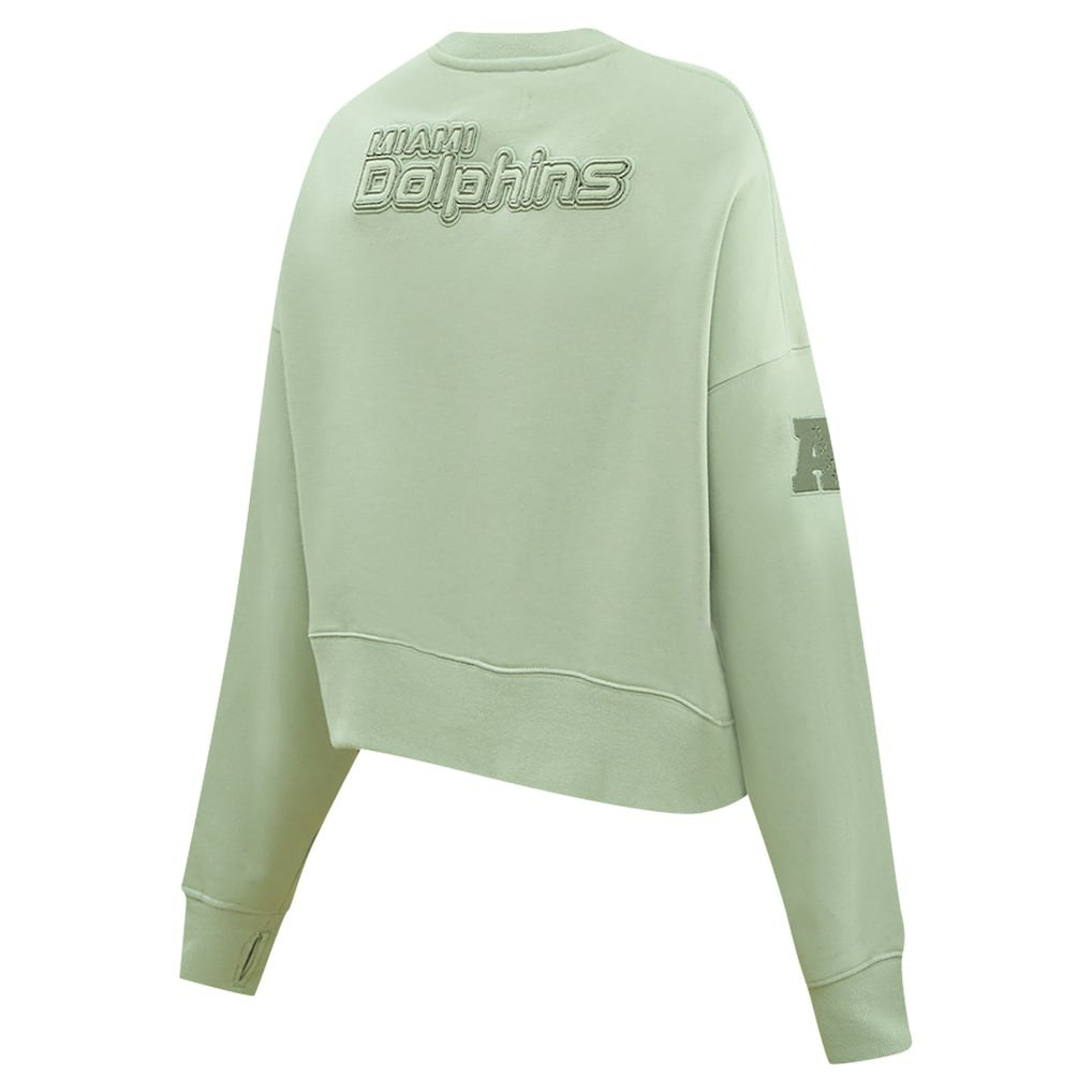 Miami Dolphins Pro Standard Women's Oversized Cropped Neutral Pullover Sweatshirt | NFL Outlet