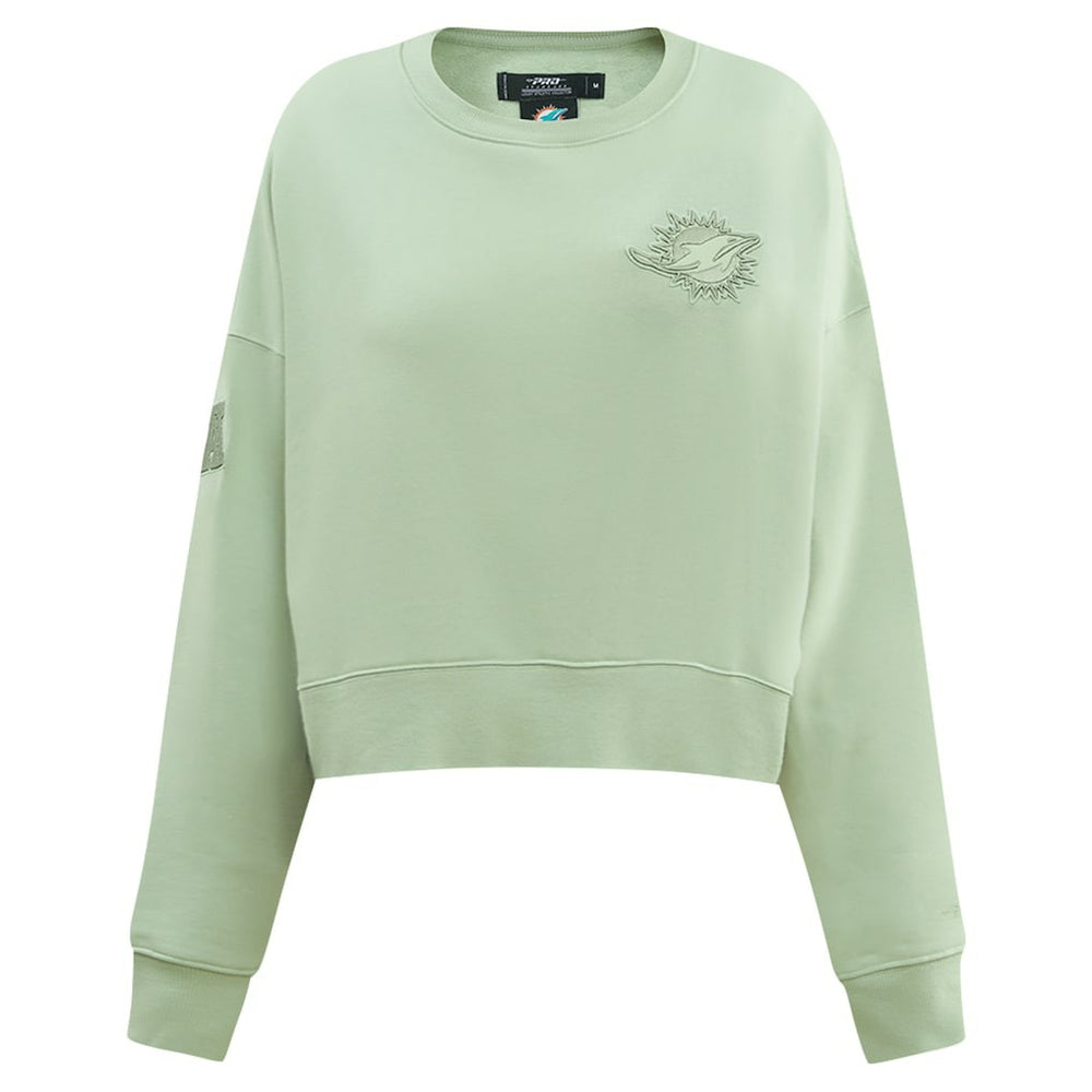 Miami Dolphins Pro Standard Women's Oversized Cropped Neutral Pullover Sweatshirt | NFL Outlet