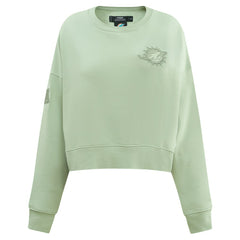 Miami Dolphins Pro Standard Women's Oversized Cropped Neutral Pullover Sweatshirt | NFL Outlet