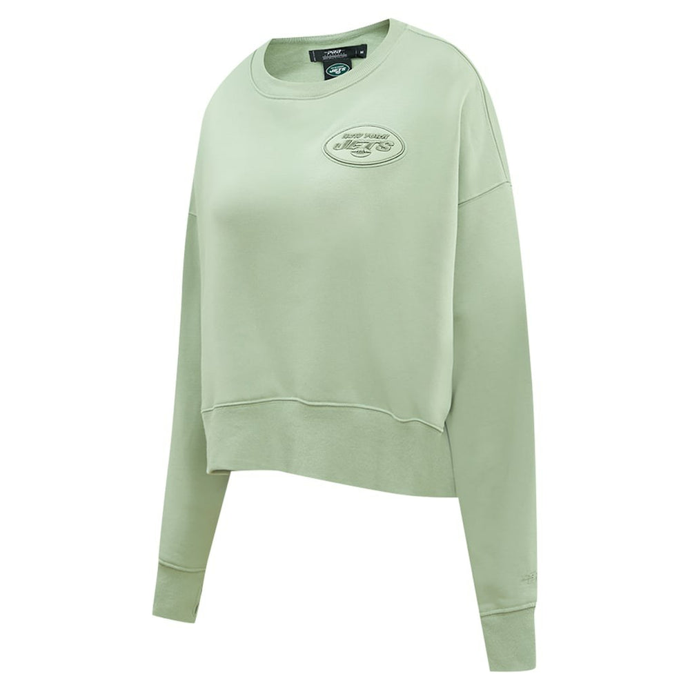 New York Jets Pro Standard Women's Oversized Cropped Neutral Pullover Sweatshirt | NFL Discount