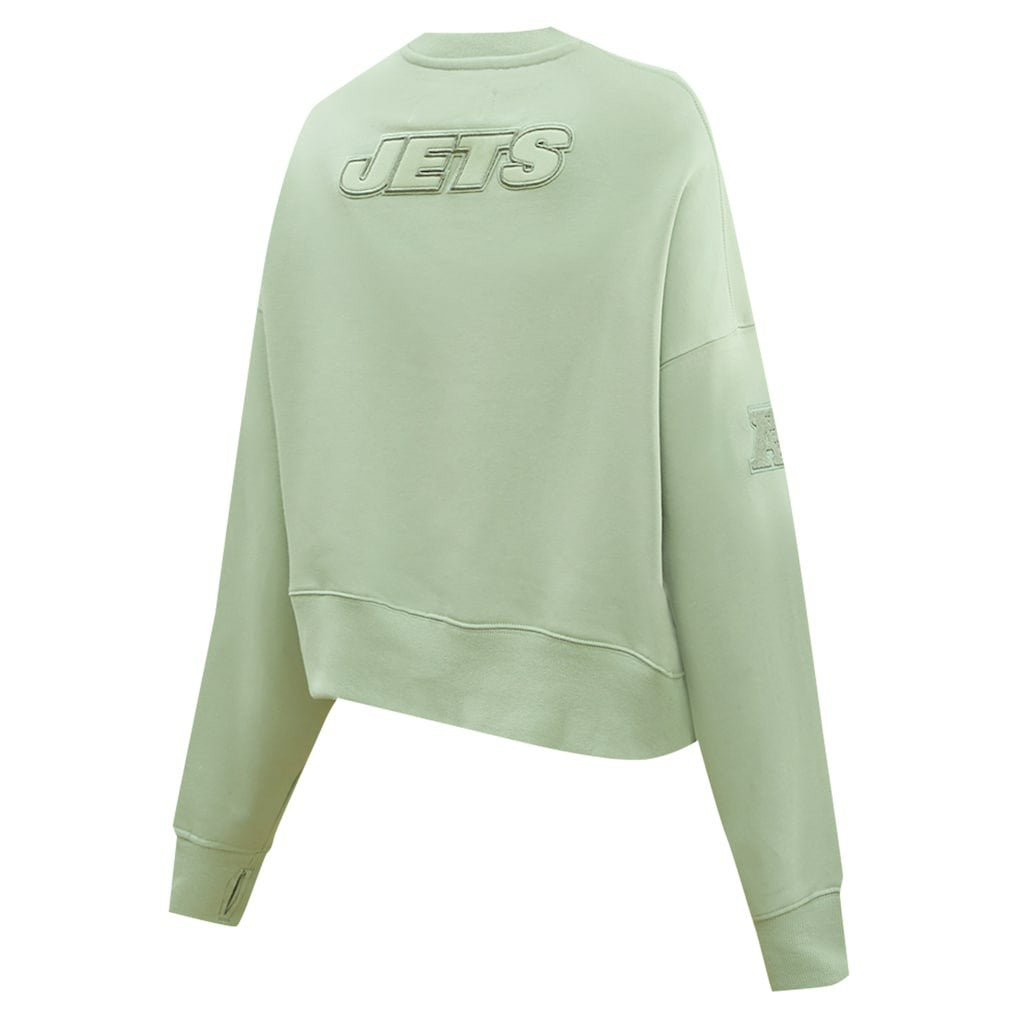 New York Jets Pro Standard Women's Oversized Cropped Neutral Pullover Sweatshirt | NFL Discount