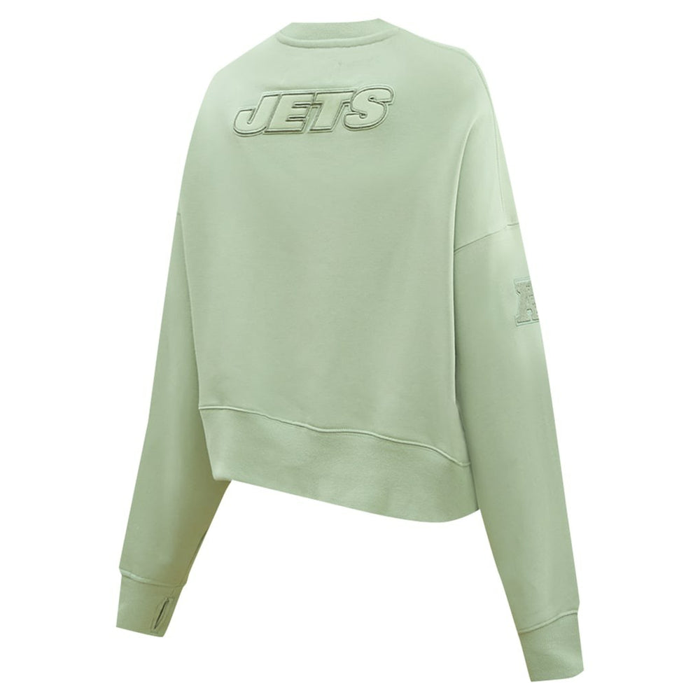 New York Jets Pro Standard Women's Oversized Cropped Neutral Pullover Sweatshirt | NFL Discount