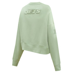 New York Jets Pro Standard Women's Oversized Cropped Neutral Pullover Sweatshirt | NFL Discount