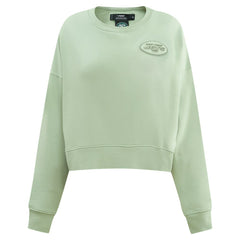 New York Jets Pro Standard Women's Oversized Cropped Neutral Pullover Sweatshirt | NFL Discount