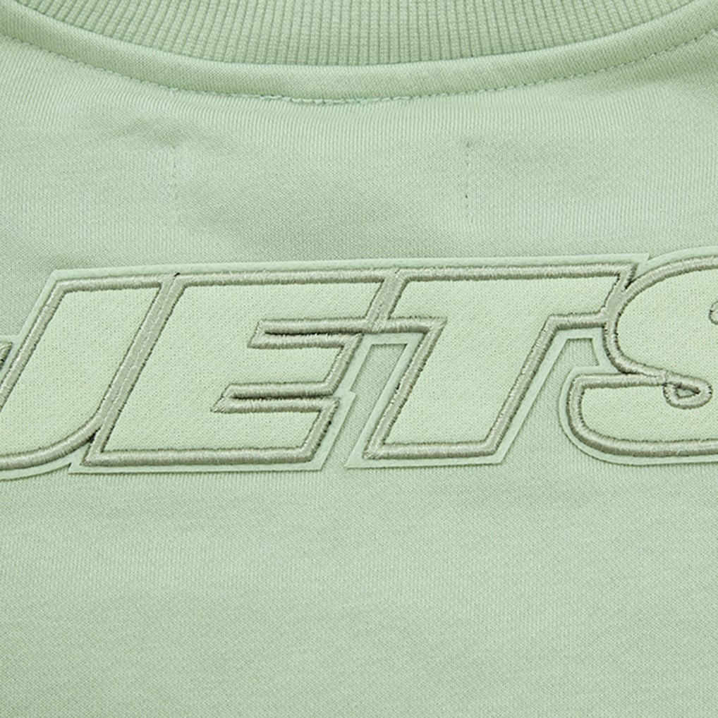 New York Jets Pro Standard Women's Oversized Cropped Neutral Pullover Sweatshirt | NFL Discount