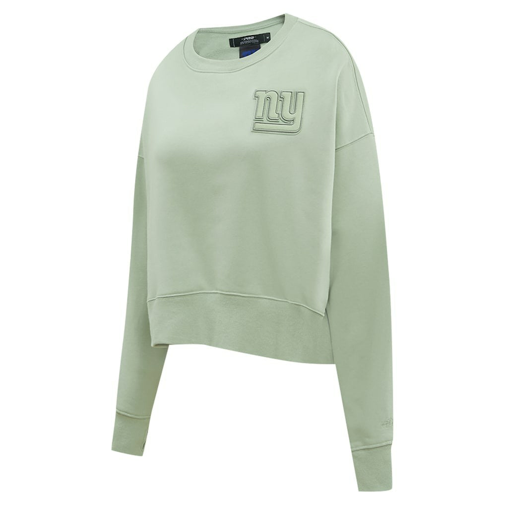 New York Giants Pro Standard Women's Oversized Cropped Neutral Pullover Sweatshirt | NFL New