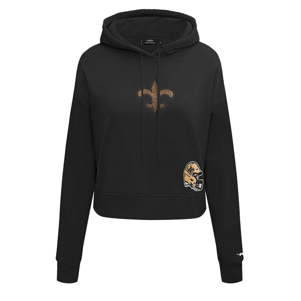 New Orleans Saints Pro Standard Women's Jeweled Cropped Pullover Hoodie | NFL Online