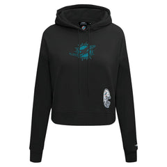 Miami Dolphins Pro Standard Women's Jeweled Cropped Pullover Hoodie | NFL New