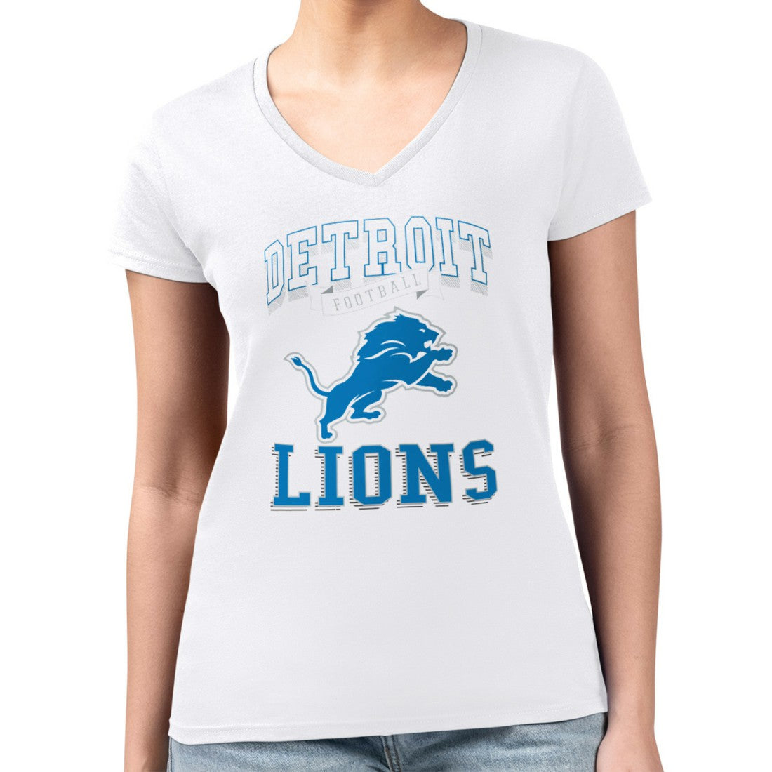 Detroit Lions G-III 4Her by Carl Banks Women's Super-Slim Fit Lightweight Team Logo Graphic V-Neck T-Shirt | NFL Near me