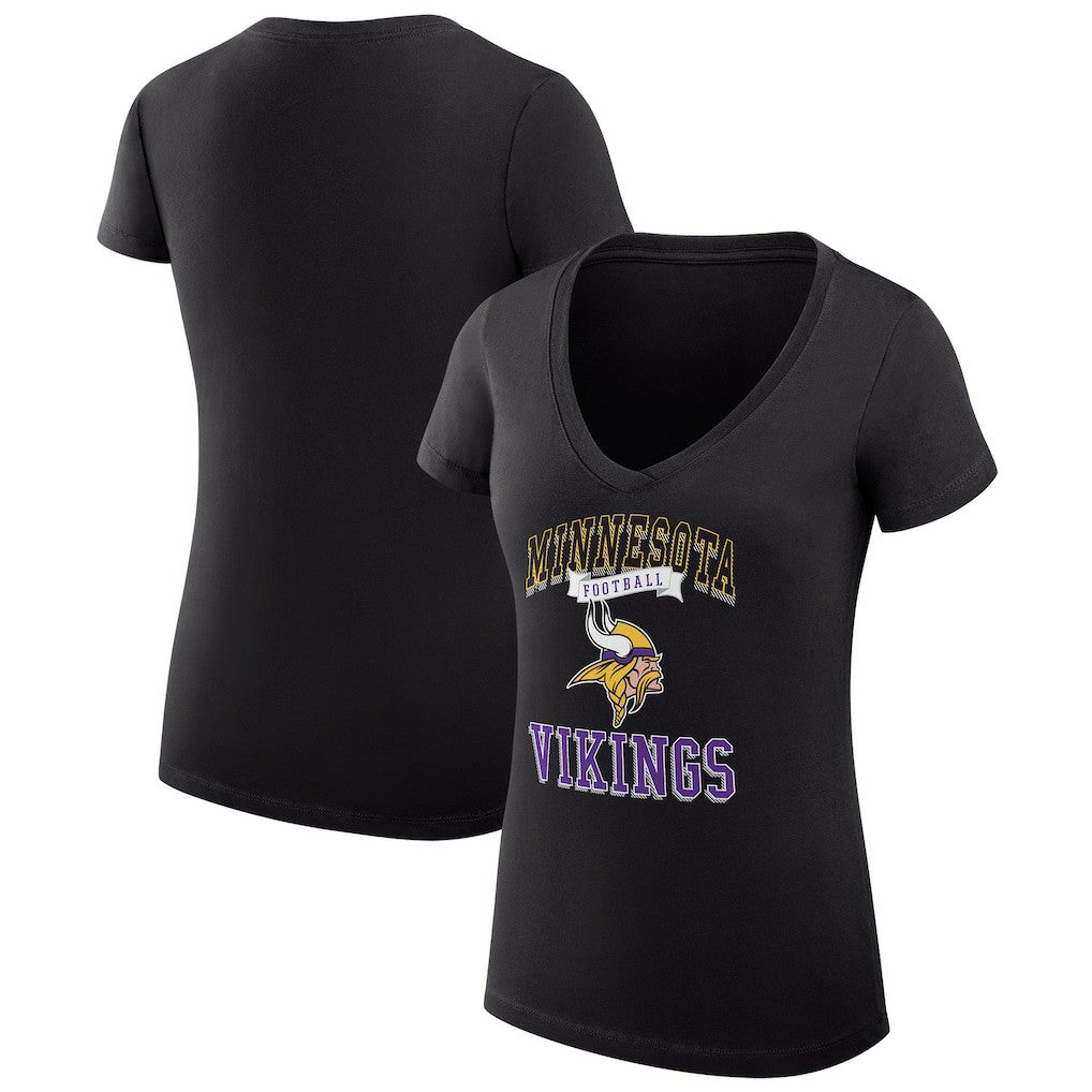 Minnesota Vikings G-III 4Her by Carl Banks Women's Super-Slim Fit Lightweight Team Logo Graphic V-Neck T-Shirt | NFL Outlet