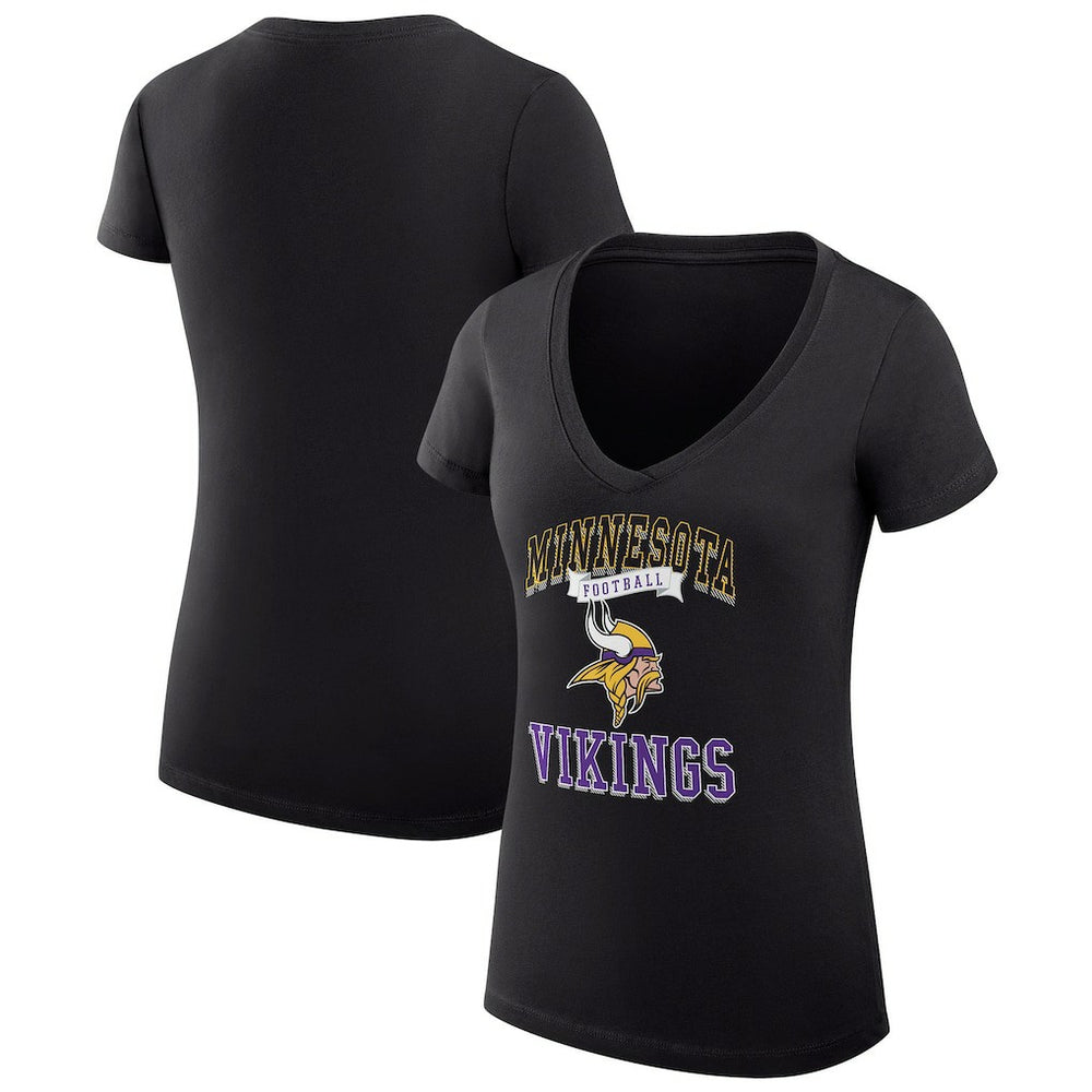 Minnesota Vikings G-III 4Her by Carl Banks Women's Super-Slim Fit Lightweight Team Logo Graphic V-Neck T-Shirt | NFL Outlet