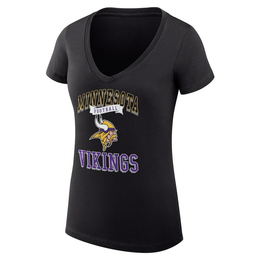Minnesota Vikings G-III 4Her by Carl Banks Women's Super-Slim Fit Lightweight Team Logo Graphic V-Neck T-Shirt | NFL Outlet
