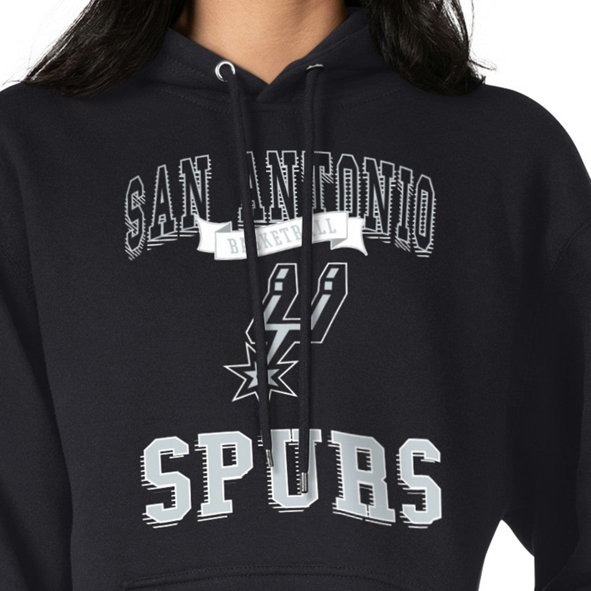 Black San Antonio Spurs G-III 4Her by Carl Banks Women's Graphic Fleece Pullover Hoodie | NBA