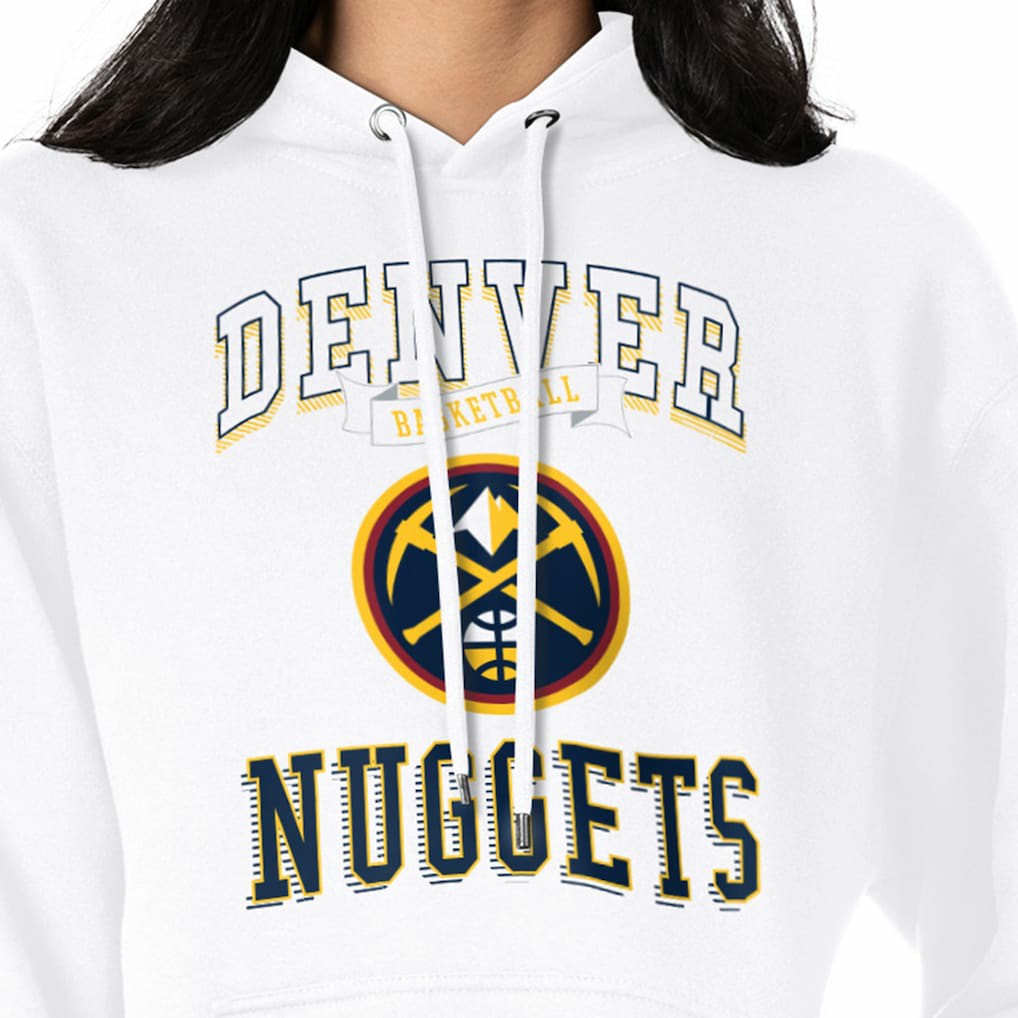 White Denver Nuggets G-III 4Her by Carl Banks Women's Graphic Fleece Pullover Hoodie sale | NBA