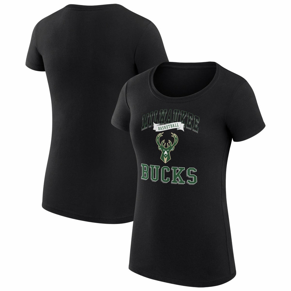 Black Milwaukee Bucks G-III 4Her by Carl Banks Women's Super-Slim Fit Lightweight Team Logo T-Shirt | NBA