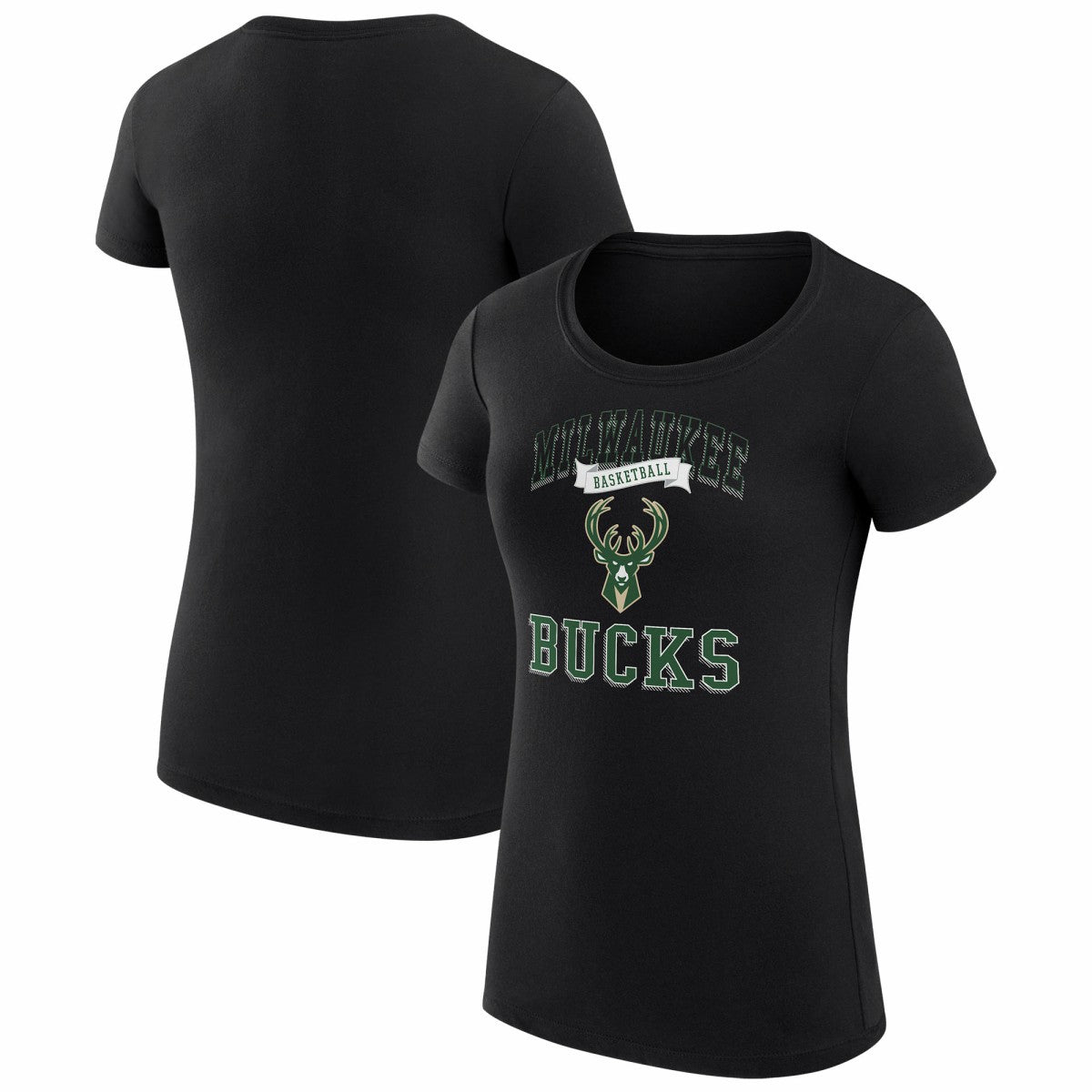 Black Milwaukee Bucks G-III 4Her by Carl Banks Women's Super-Slim Fit Lightweight Team Logo T-Shirt | NBA