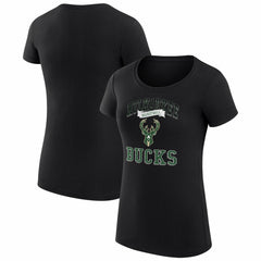 Black Milwaukee Bucks G-III 4Her by Carl Banks Women's Super-Slim Fit Lightweight Team Logo T-Shirt | NBA