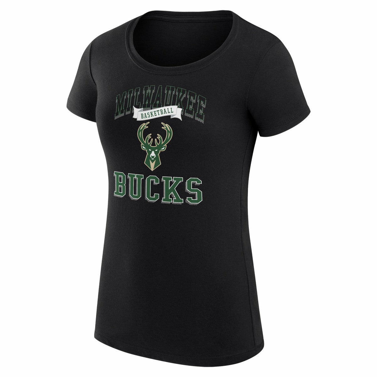 Black Milwaukee Bucks G-III 4Her by Carl Banks Women's Super-Slim Fit Lightweight Team Logo T-Shirt | NBA