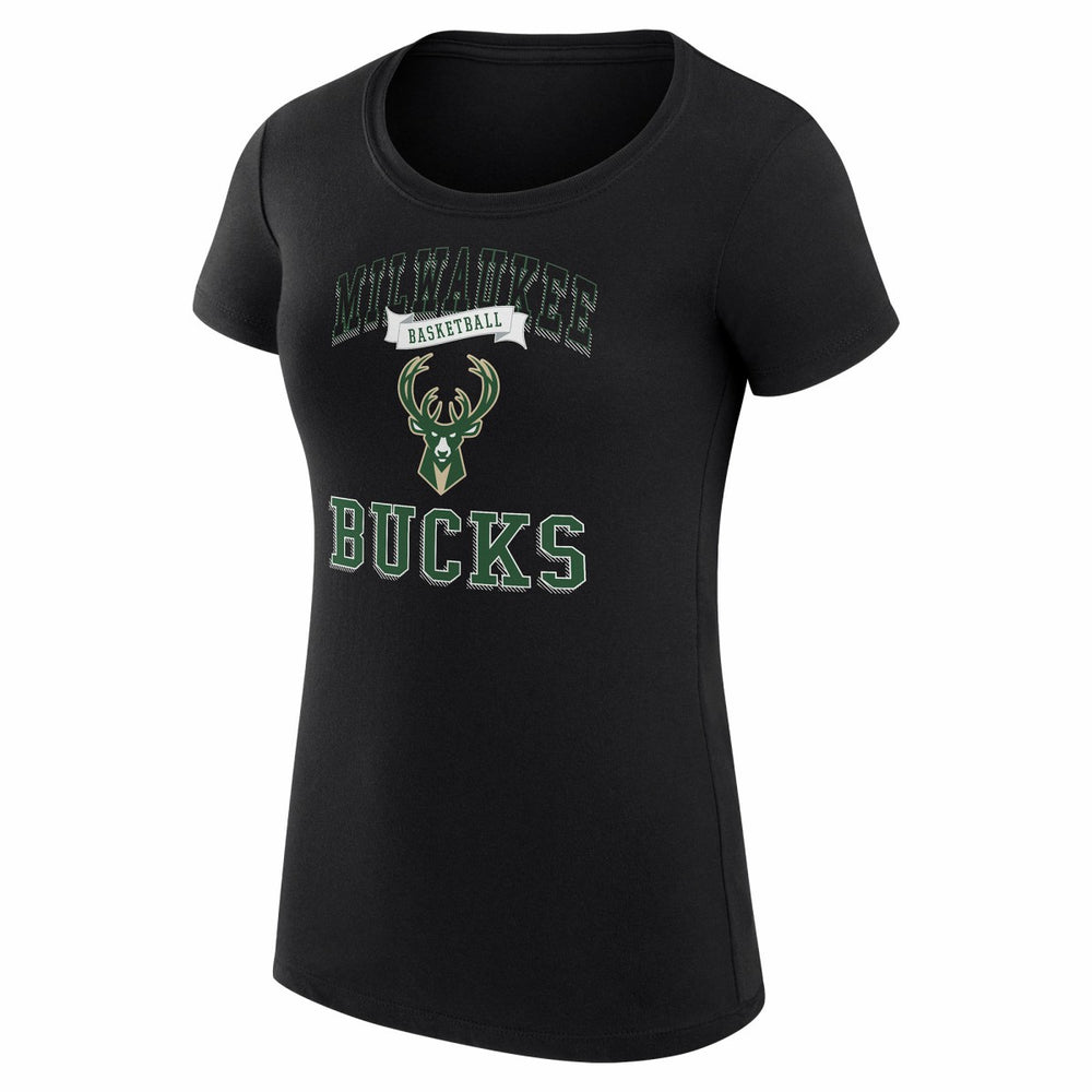 Black Milwaukee Bucks G-III 4Her by Carl Banks Women's Super-Slim Fit Lightweight Team Logo T-Shirt | NBA