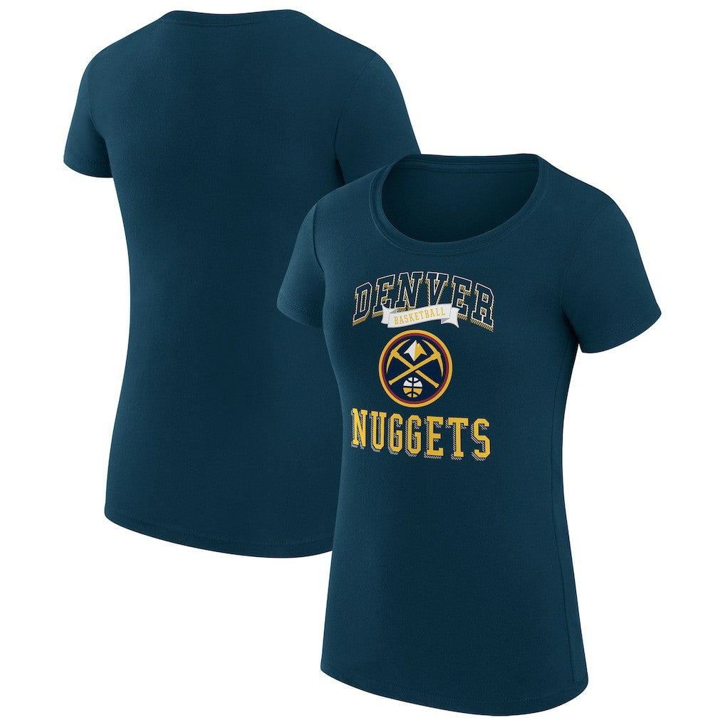 Navy Denver Nuggets G-III 4Her by Carl Banks Women's Super-Slim Fit Lightweight Team Logo T-Shirt sale | NBA