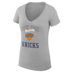 Heather Gray New York Knicks G-III 4Her by Carl Banks Women's Super-Slim Fit Lightweight Team Logo V-Neck T-Shirt | NBA