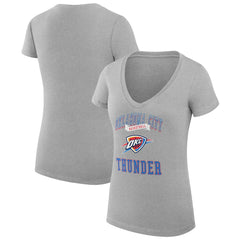 Heather Gray Oklahoma City Thunder G-III 4Her by Carl Banks Women's Super-Slim Fit Lightweight Team Logo V-Neck T-Shirt | NBA