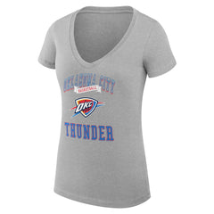 Heather Gray Oklahoma City Thunder G-III 4Her by Carl Banks Women's Super-Slim Fit Lightweight Team Logo V-Neck T-Shirt | NBA
